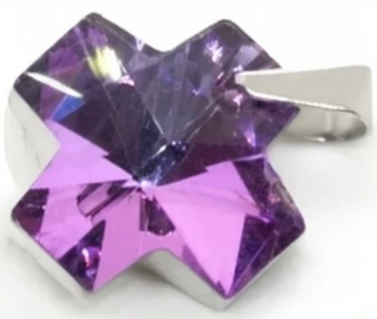 Dije de Acero Quirurgico cristal cruz del equilibrio violeta 14mm